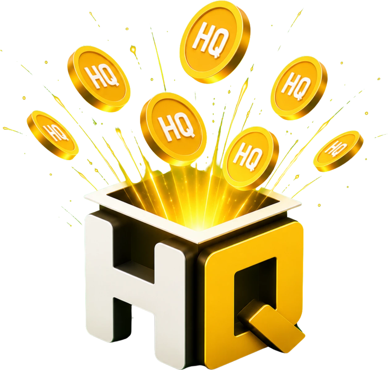 LootHQ coins bursting out of an open HQ box